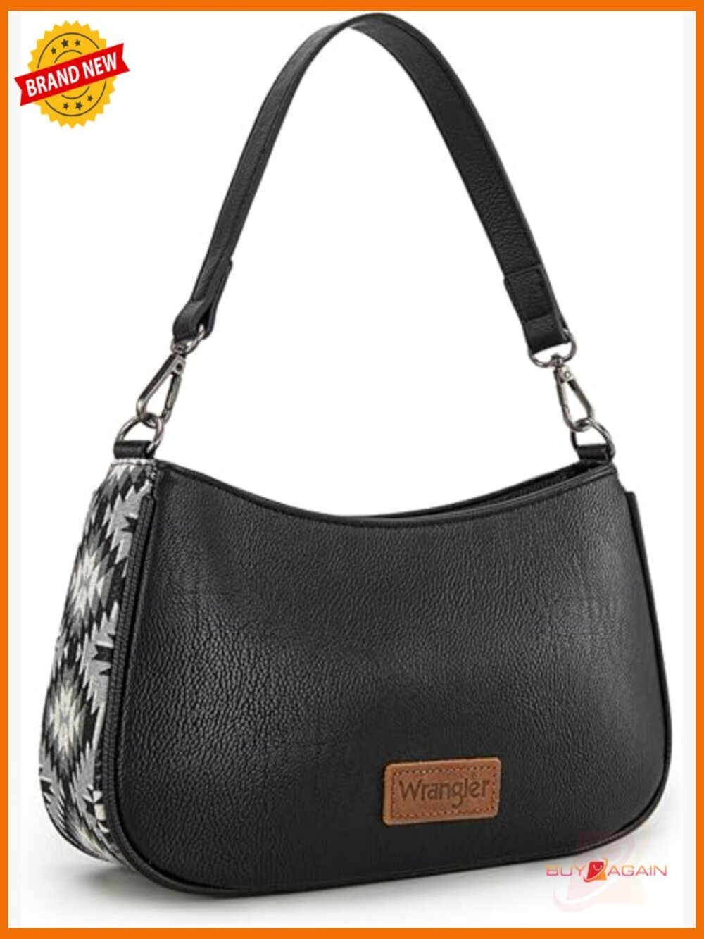 Aztec Printed Hobo Crossbody Bag with Detachable Strap